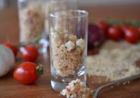 Couscous with feta cheese, peanuts and mint