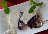 Coconut panna cotta with blueberries