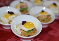 Lentil salad with quail’s egg