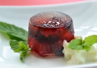 Summer berries in prosecco jelly with elderberry sirup